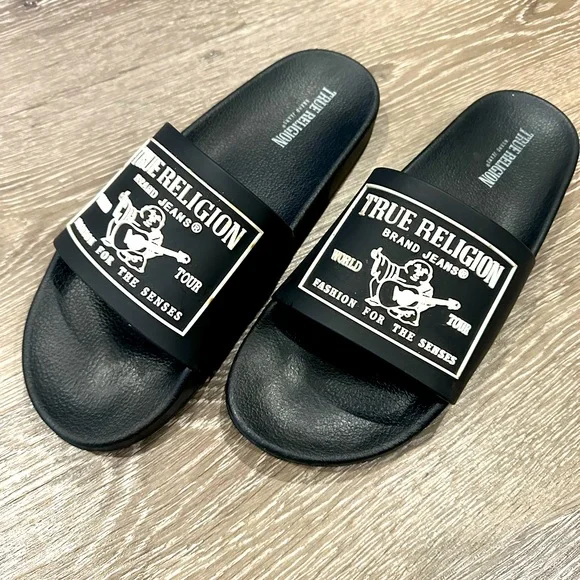 True Religion - Men's Kendrick Logo Slide (Buddha) Size 9, In good condition - Picture 1 of 8